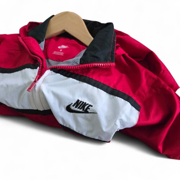 Nike Boy's Hooded Windbreaker Jacket Boys Color Panel Red Mesh-Lined Sporty 6 - Picture 2 of 7